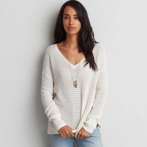 American Eagle Textured Sweater V Neck Small